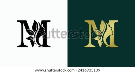 beauty logo design with letter logo m consept premium vektor