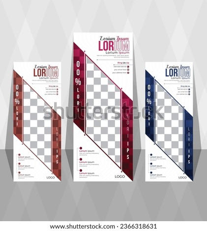 Template of vertical roll-up banner with hexagonal elements for a photo. Black and white Design flyer for business and advertising, a sample for gyms. Vector illustration