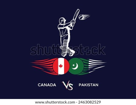 Cricket player line art, t20 worldcup 2024, canada vs pakistan flags