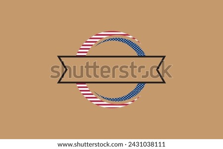 Designed Usa Logo royalty Usa circle wirh ribbon flat style icon design, United states america independence day nation us country and national theme Vector illustration