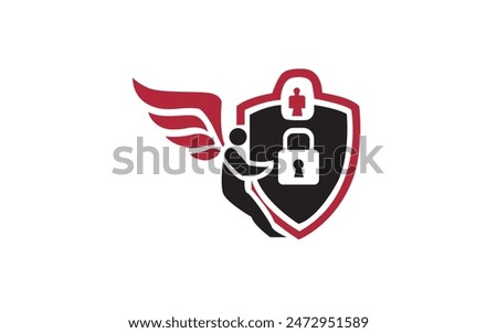 set of Security Guard logo design vector. Shield, Key, Look Pro Vector