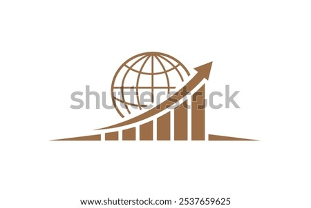 Declining graph with earth vector logo design globe chart icon