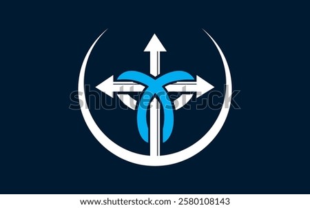 Christian cross Logo design Blue Medical minimalist symbol for a Claw vector logo illustration