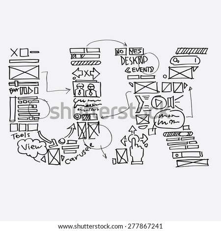 Logo UX sketch draw style. Vector illustration