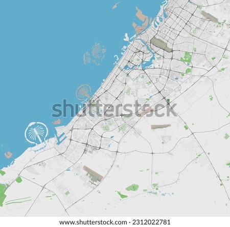 Detailed vector map of Dubai United Arab Emirates