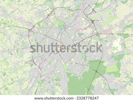 Vector Map of Brussels, Bruxelles, Belgium, data from Openstreetmap