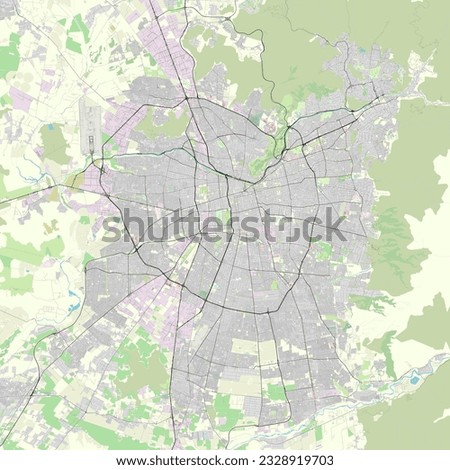 Vector Map of Santiago, Santiago Metropolitan Region, Chile, data from Openstreetmap