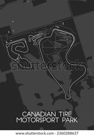 Canadian Tire Motorsport Park Track Map for Poster Wall Art