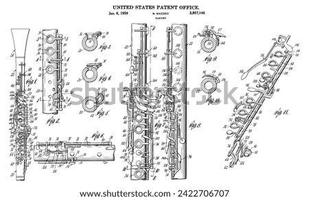 1959 Clarinet Musical Instrument Patent