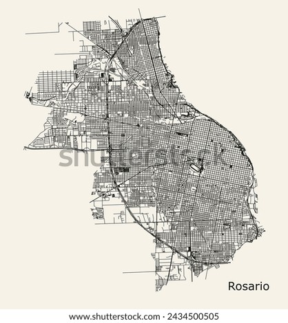City road map of Rosario, Argentina