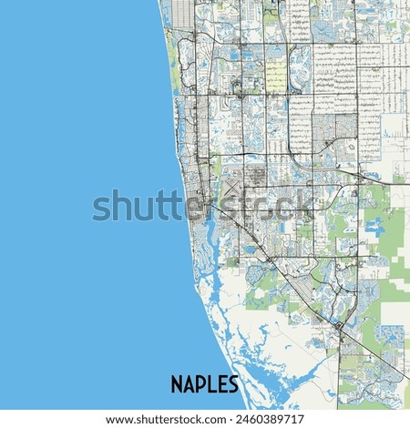 Naples, Florida, USA map poster art