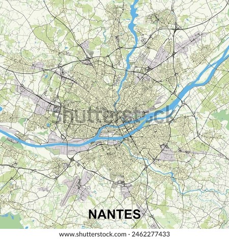 Nantes, France map poster art