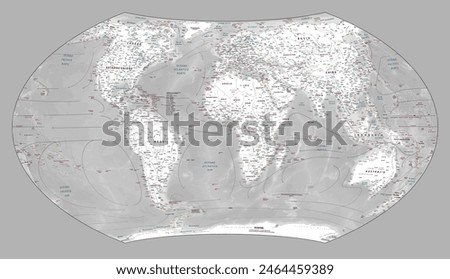 Spanish language political world map outline Wagner VII projection