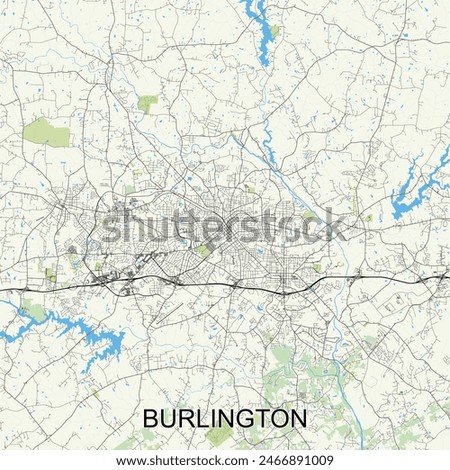 Burlington, North Carolina, United States map poster art