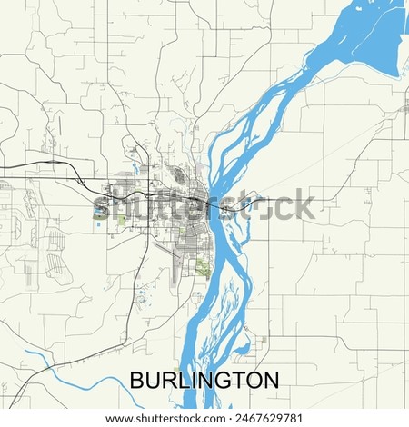 Burlington, Iowa, United States map poster art