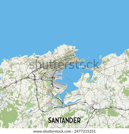 Santander,  Spain map poster art