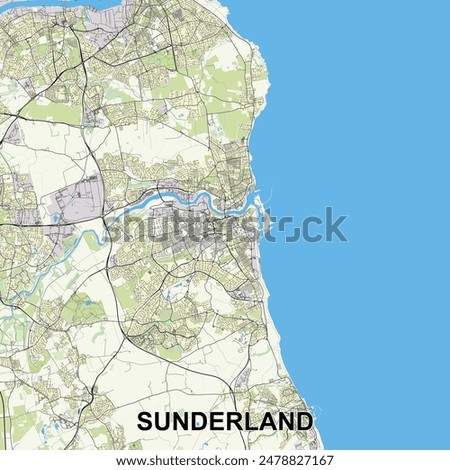 Sunderland, United Kingdom map poster art