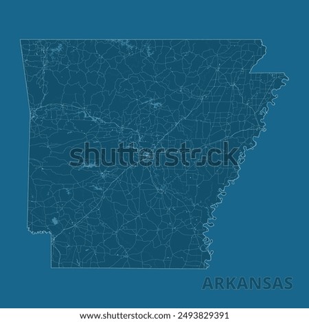 Arkansas, United States artistic blueprint map poster