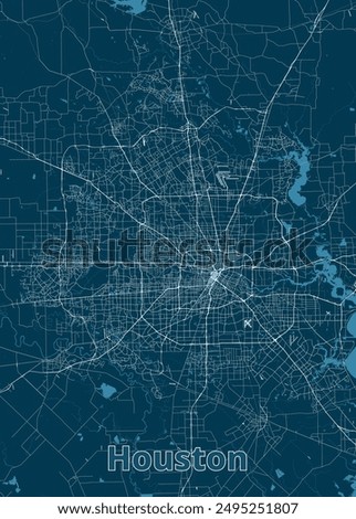 Houston, Texas, USA artistic blueprint map poster