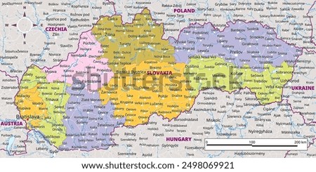 Detailed political map of Slovakia