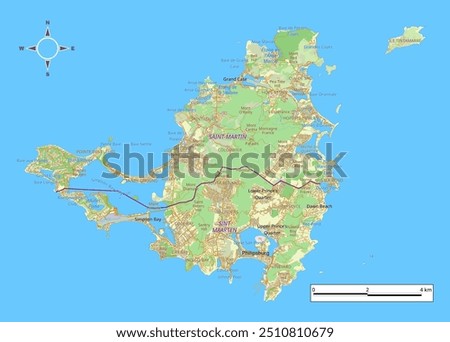 Saint Martin and Sint Maarten detailed map