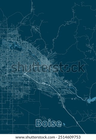 Boise, Idaho, United States artistic blueprint map poster