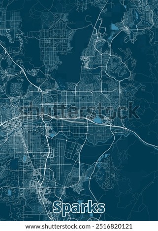 Sparks, Nevada, USA artistic blueprint map poster