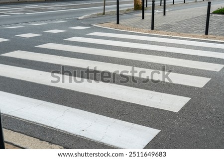 Image, Stock Photo crosswalk on the road on the street in Bilbao city spain