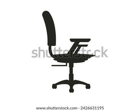 Modern chairs Front view, Chair icon, Black armchair and seat pouf design in interior illustration of business office-chair or easy-chair, on white background.