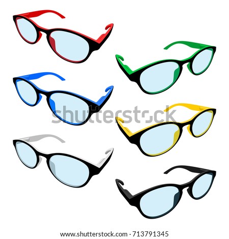 Colorful glasses on white background