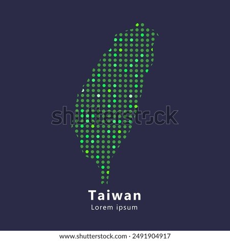 Creative style vector map of Taiwan. Simple dotted art Taiwan map abstract vector illustration isolated on dark background - EPS 10