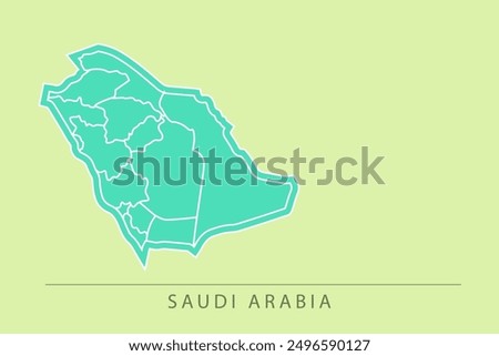 Saudi Arabia map  with soft colors background. Creative detailed Saudi Arabia map isolated on green background. simple Saudi Arabia Vector template for design and creative ideas. EPS 10