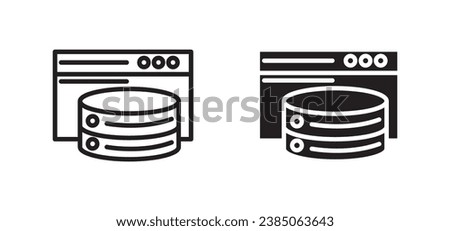 Caching line icon set. Database memory symbol for UI designs. In black color.