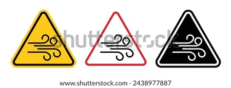 Wind Strength Caution Sign. Alert for Gale Force Winds. Yellow Warning Triangle for High Wind