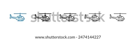 Helicopter icon set. Medical chopper vector symbol. Rescue helicopter sign.