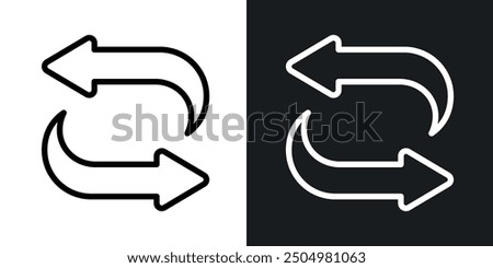 Converter vector icon set black and white filled and outlined style.