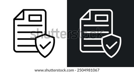 Contract coverage vector icon set black and white filled and outlined style.