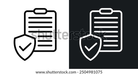 Contract coverage vector icon set black and white filled and outlined style.