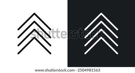 Chevrons vector icon set black and white filled and outlined style.