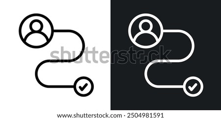 Customer journey vector icon set black and white filled and outlined style.