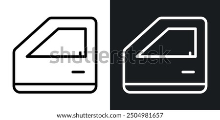 Car door vector icon set black and white filled and outlined style.