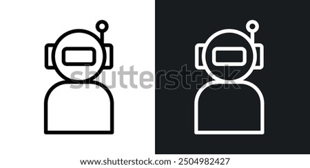 Astronaut user vector icon set black and white filled and outlined style.