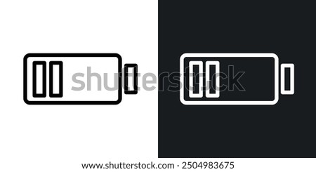 Battery vector icon set black and white filled and outlined style.