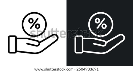 Commission vector icon set black and white filled and outlined style.