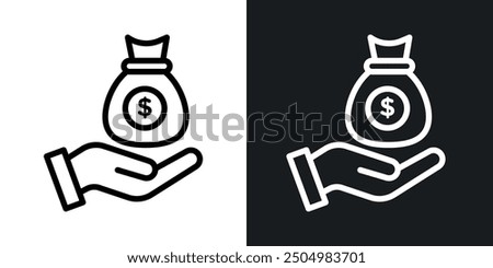 Commission vector icon set black and white filled and outlined style.