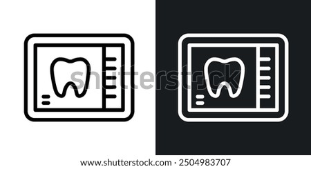 Dental X ray vector icon set black and white filled and outlined style.