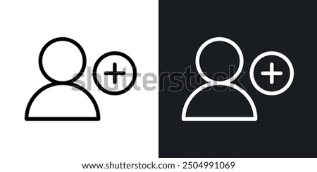 Follower vector icon set black and white filled and outlined style.