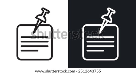 Sticky notes outlined icon vector collection.