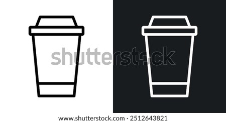 Plastic drinking cup outlined icon vector collection.