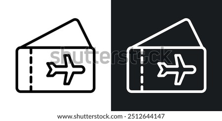 Plane ticket outlined icon vector collection.